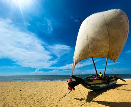 A,Sailboat,Parked,On,The,Negombo,Beach.